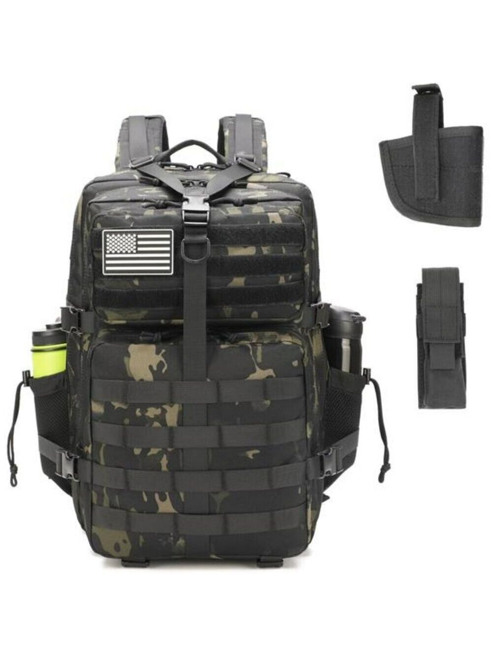 Black Tactical Backpack 45L Molle Military Assault Pack Hunting Gear Bag